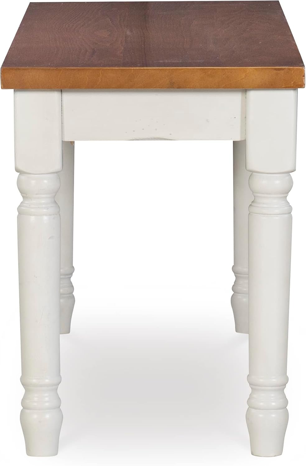 Willow White Backless Dining Bench with Honey Brown Wood Top by Powell
