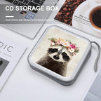 Funny Raccoon CD Case for 40 Discs, 6.1" Portable CD/DVD Storage Holder with Zipper, Protective Sleeves for Home & Travel