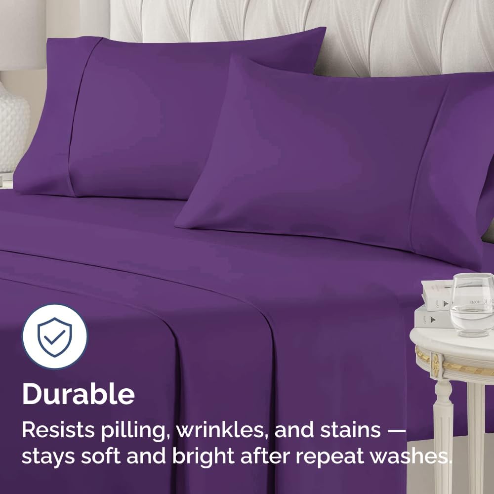 King Pillow Cases - 2 Pack - Super Soft Pillowcase Covers - Envelope Enclosure - Hotel Quality Pillow Protectors - Wrinkle Free, Fade, Shrink & Stain Resistant - Machine Washable - 20" x 40" (Purple)