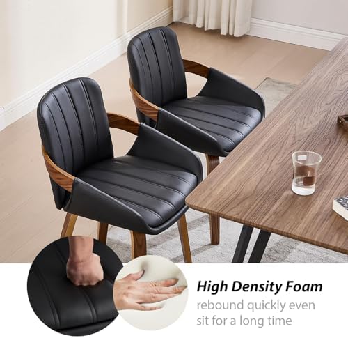 VipDesk Swivel Dining Chairs Set of 2 with Arms, Mid-Century Modern, Black