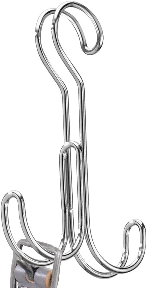 iDesign Classico Over the Rod, Closet Accessory Organizer for Ties, Belts, Handbags, Fashion Jewelry - 2 Hooks, Chrome