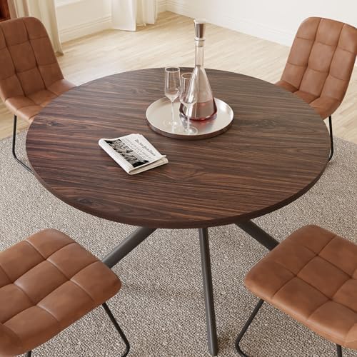 HIPIHOM 45.3 Inch Round Dining Table Set for 4, Mid Century Modern Small Coff...