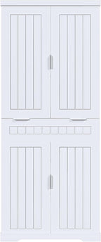 Pantry Cabinet, 71.65" Tall Storage Cabinet with Drawer, 2 Cabinets & 6 Door Shelves, Adjustable Shelves, Freestanding Cupboard for Kitchen, Living Room, Bathroom, Farmhouse Style, White