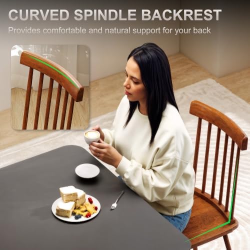 HOMCOM Windsor Dining Chairs Set of 2 Spindle Backrest Light Brown