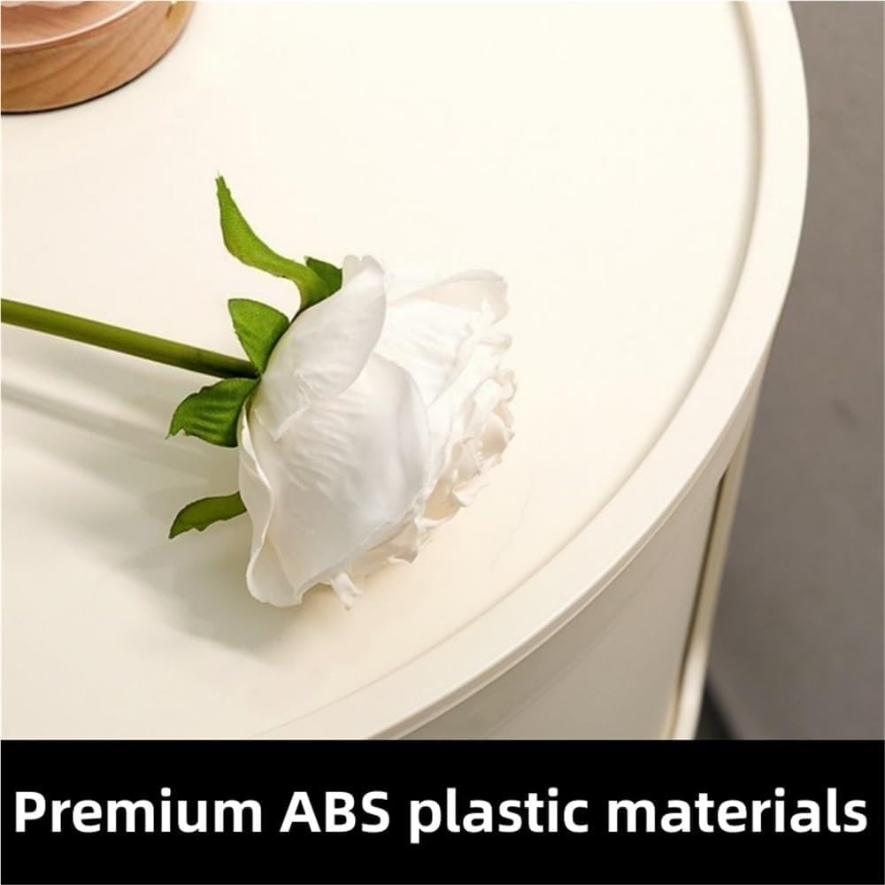 Round Storage Cabinet with Removable Transparent Panel ABS Plastic Nightstand...