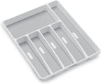madesmart Classic Large Silverware Tray - White |Classic Collection | 6-Compartments| Kitchen Drawer Organizer | Soft-Grip Lining and Non-Slip Rubber Feet | BPA-Free (Pack of 6)