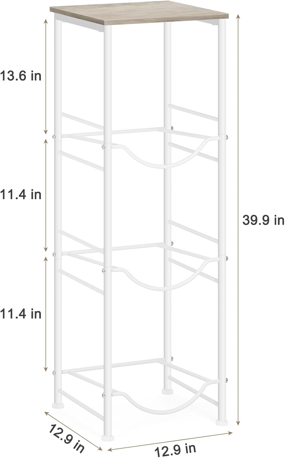 OYEAL Water Bottle Storage Holder 5 Gallon Drink Dispenser Stand with Table 3-Tier Heavy Duty Water Cooler Jug Rack Water Bottle Organizer for Kitchen, Office, Living Room, Rustic Grey