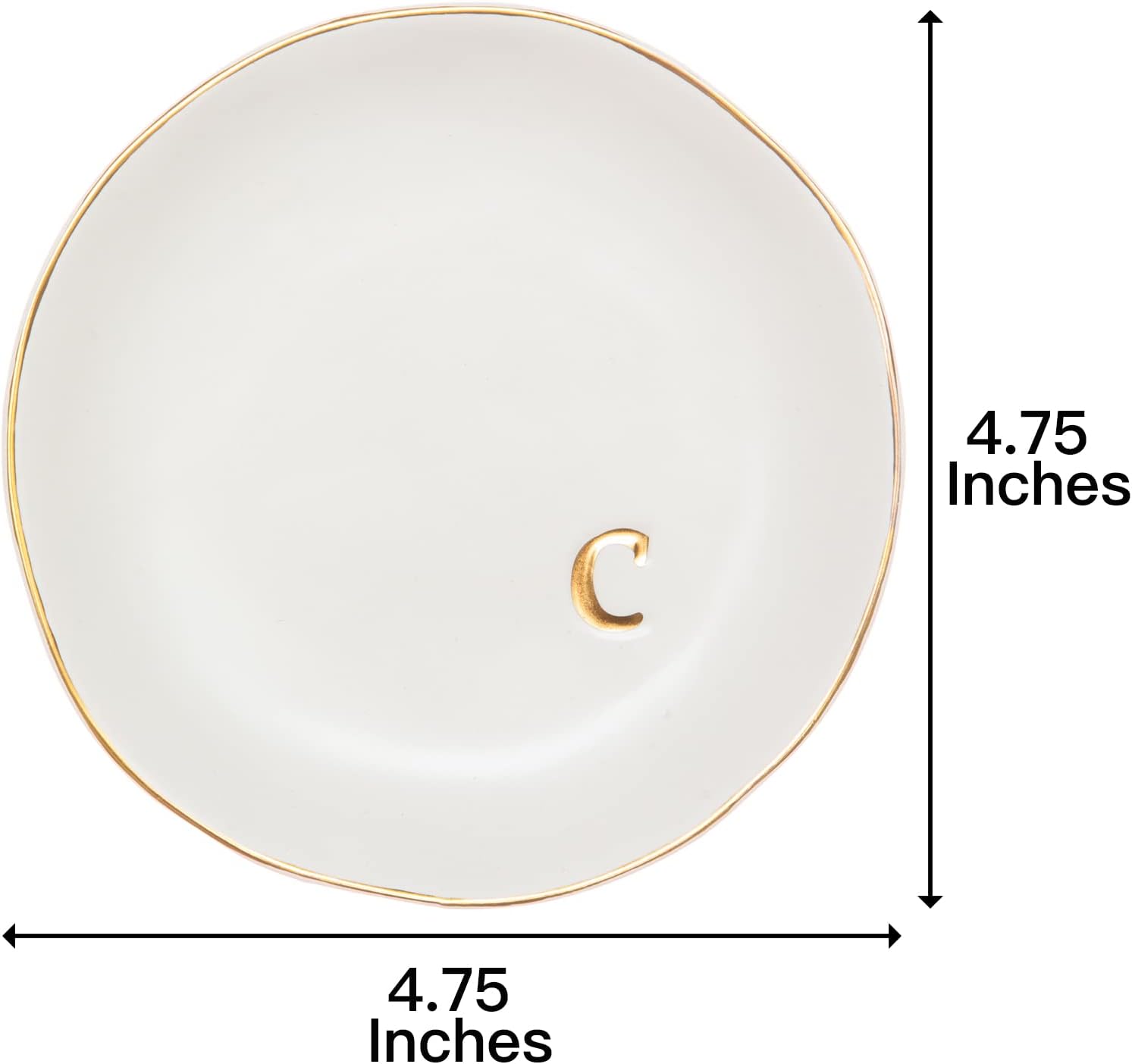 COLLECTIVE HOME - Ceramic Jewelry Tray, Decorative Trinket Dish for Rings Earrings Necklaces Bracelet Watch Keys, Birthday Mother's Day Christmas Gift for Women, 4.75", White Surface (C)