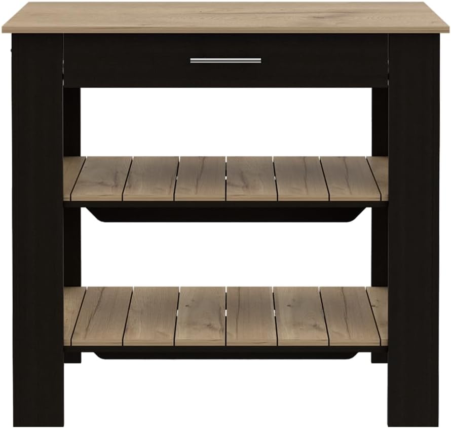 Kitchen Island 40 with Two Shelves One Drawer Four Legs | Includes two open s...