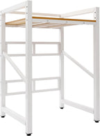 Washer Dryer Stacking Rack Stand, Heavy Duty Washing Machine Shelf with Adjustable Design, Load Capacity 660 lbs, Washer&Dryer Storage Shelf for Kitchens, Bathrooms, Laundry Rooms (White+Yellow)