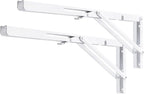 YUMORE White Folding Shelf Brackets, 20 Inch Heavy Duty L Bracket, DIY Collapsible Shelf Bracket for Workbench Folding Table Hinge, Max Load: 330lb, 2 Pack