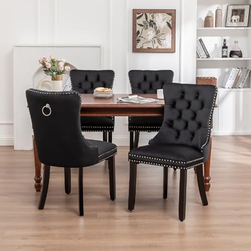 Velvet Dining Chairs, Black Dining Chairs Set of 4