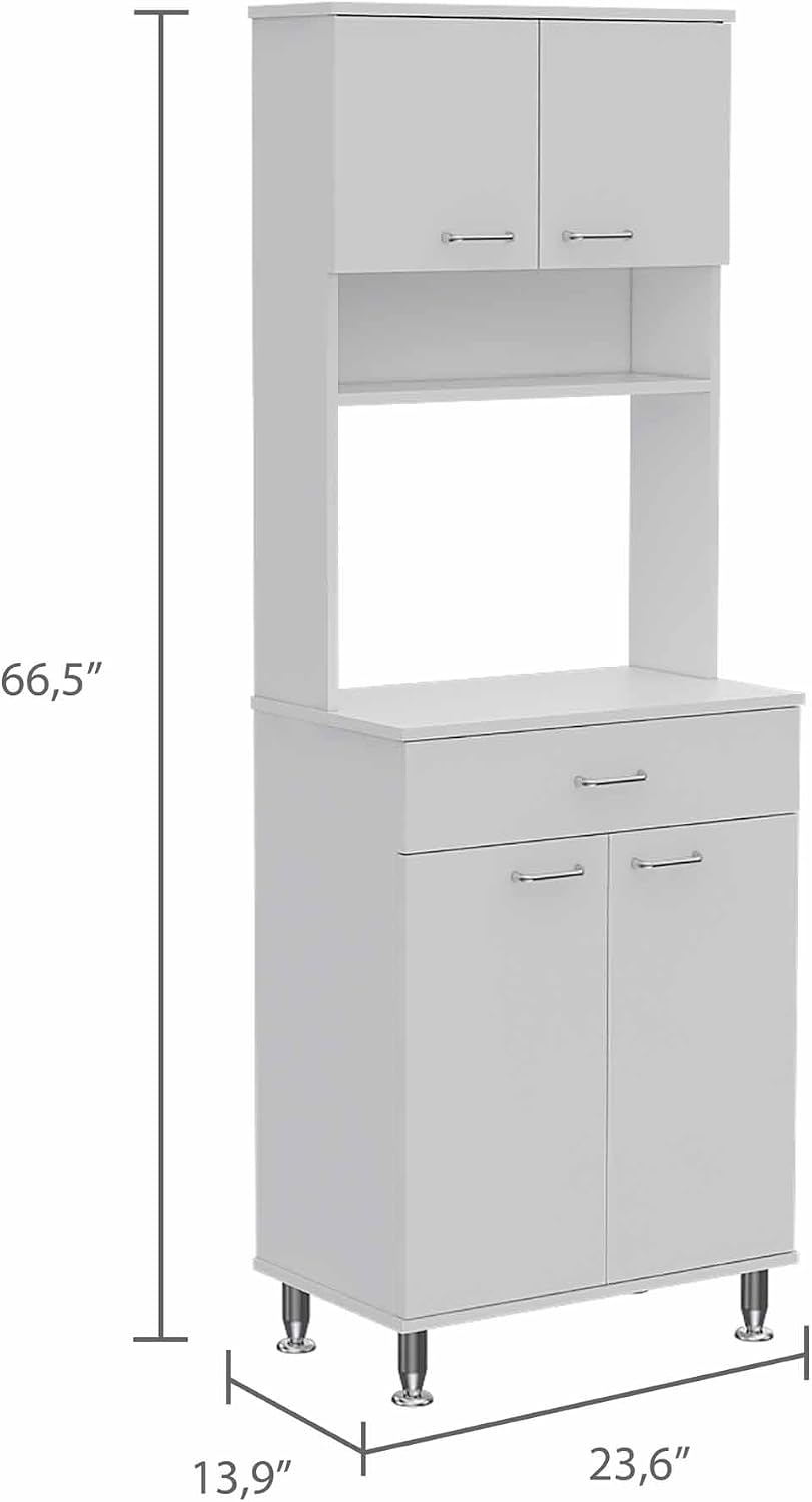 66" H Kitchen Pantry Cabinet Storage,4-Door Wooden Cupboard Credenza Buf...