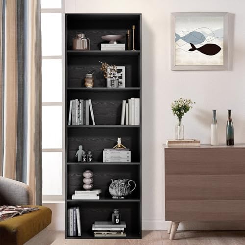GRUSIGN 71" Tall 6-Tier Bookshelf, Large Open Display Bookcase with Ampl...