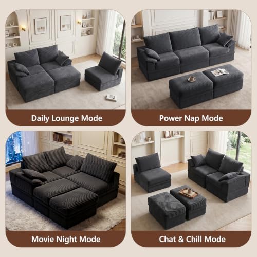 107" Modular Sectional Sofa Couch with Storage,U-Shape 3 Seat Comfy Mode...