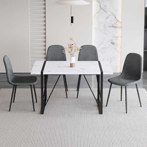 Modern 55'' Grey Wood Dining Table Set