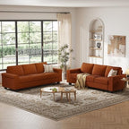COPIAE 3 Seater Sofa Couch with Deep Seat, 90" Modern Upholstered Sofa with Armrests, Easy Installation, Comfy Couches for Living Room, Apartment,Rust