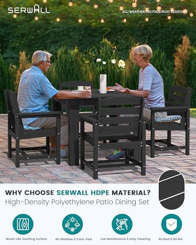 SERWALL HDPE Outdoor Square Dining Set for 4