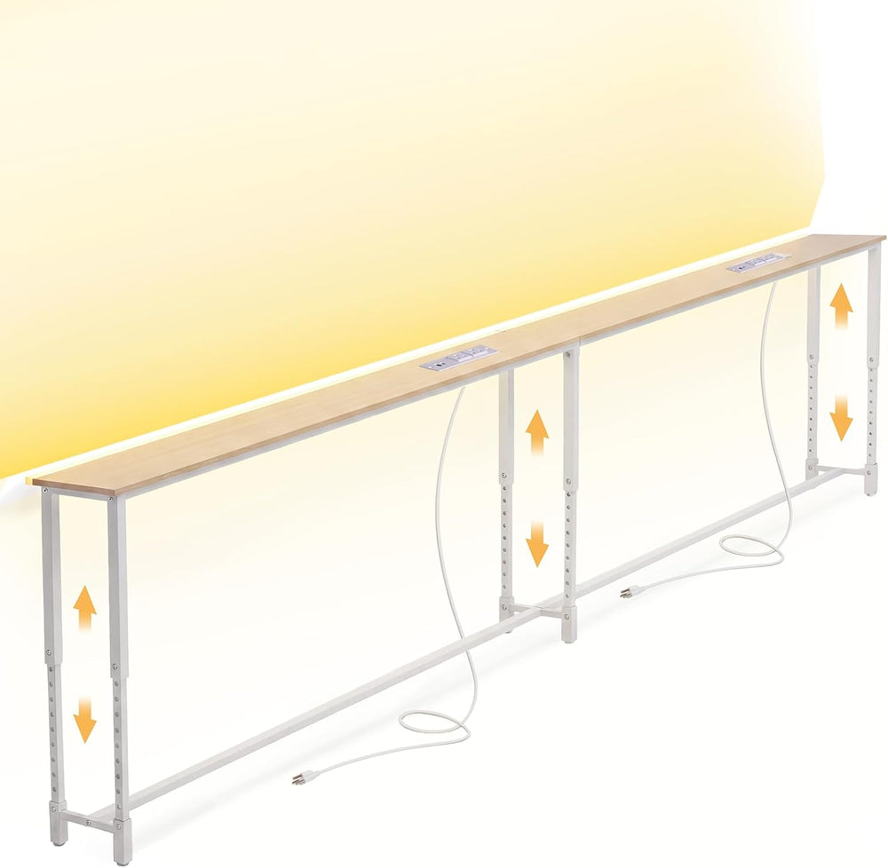 102.4" Sofa Table with 2 Charging Stations and USB-C Ports & LED | 2...