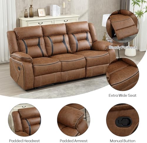EBELLO Faux Leather Recliner Sofa Furniture Set for Living Room, Recliner Cha...