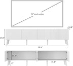 70.9” TV Stand for TVs up to 70,TV Console with Two Storage Compartments, Modern Entertainment Center with 6 Supporting Legs and Grooved Drawer Fronts, TV Stand for Living Room, Bedroom, White