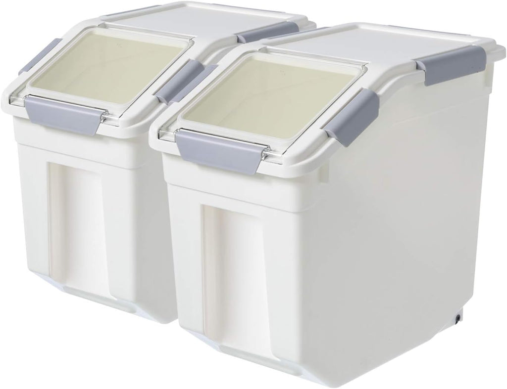 LISM 2 Pack Dog Food Storage Container with Scoop,Large Airtight Pet Dog Food Bin,Container for Dog Treats Rice,Dog Cat Dry Food Bin,Baking Supplies,Flour,Rice,Kitchen Pantry Cereal(25 LB)