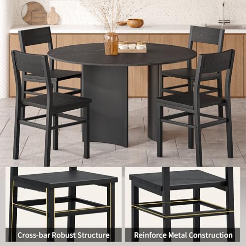 MECHYIN Black Dining Chairs Set of 4, Upgrade Farmhouse Kitchen Room Chair