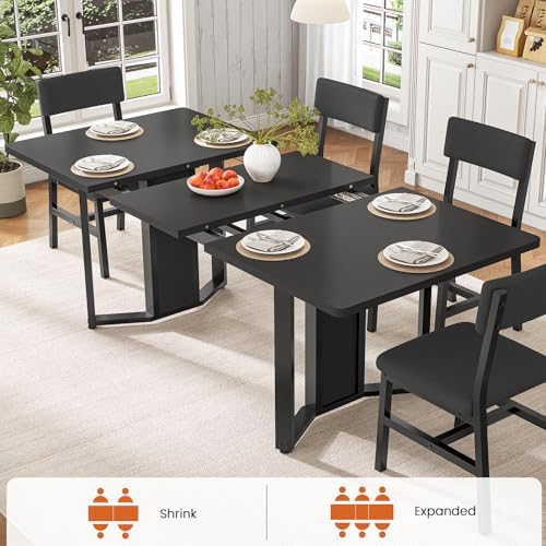 Itaar 5-Piece Dining Table Set for 4-6 People, 63" Extendable Kitchen Ta...