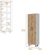 23.62" D*11.81" W*71.1" H Freestanding Kitchen Pantry with 4 Shelves, Double Door, Rectangular Storage Cabinet, Modern Minimalist, for Living Room, Dining Room, White