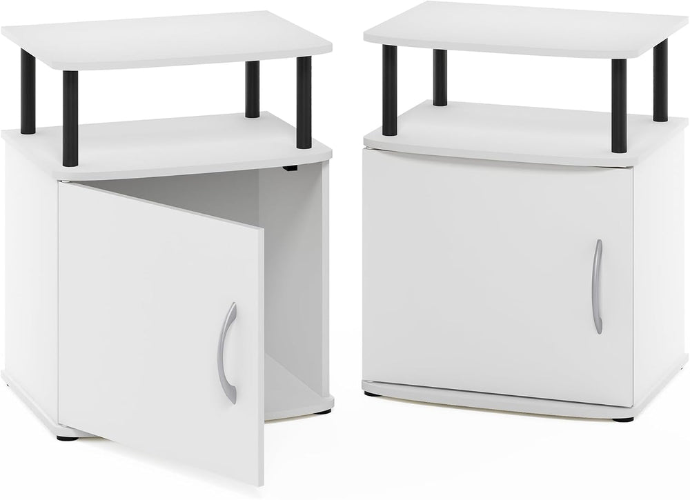 Furinno Jaya Side Table Set of 2, 2-Tier Open Shelf End Table with Door Cabin...
