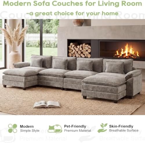 Oprisen 154" Modular Sectional Sofa, Comfy Deep Cloud Couch with Ottoman...