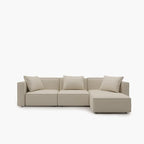 Acanva Luxury Modular Sectional Living Room Sofa Set, Modern Minimalist Style Couch with Ottoman and Chaise, L-Shape, Cream
