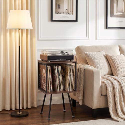 Faesun Record Player Stand with Storage Holds 100+ Vinyl Records, Industrial ...