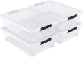 Pack of 4 Stackable Plastic Containers with Durable Latching Lids, Under Bed Storage Containers, 40 Quart