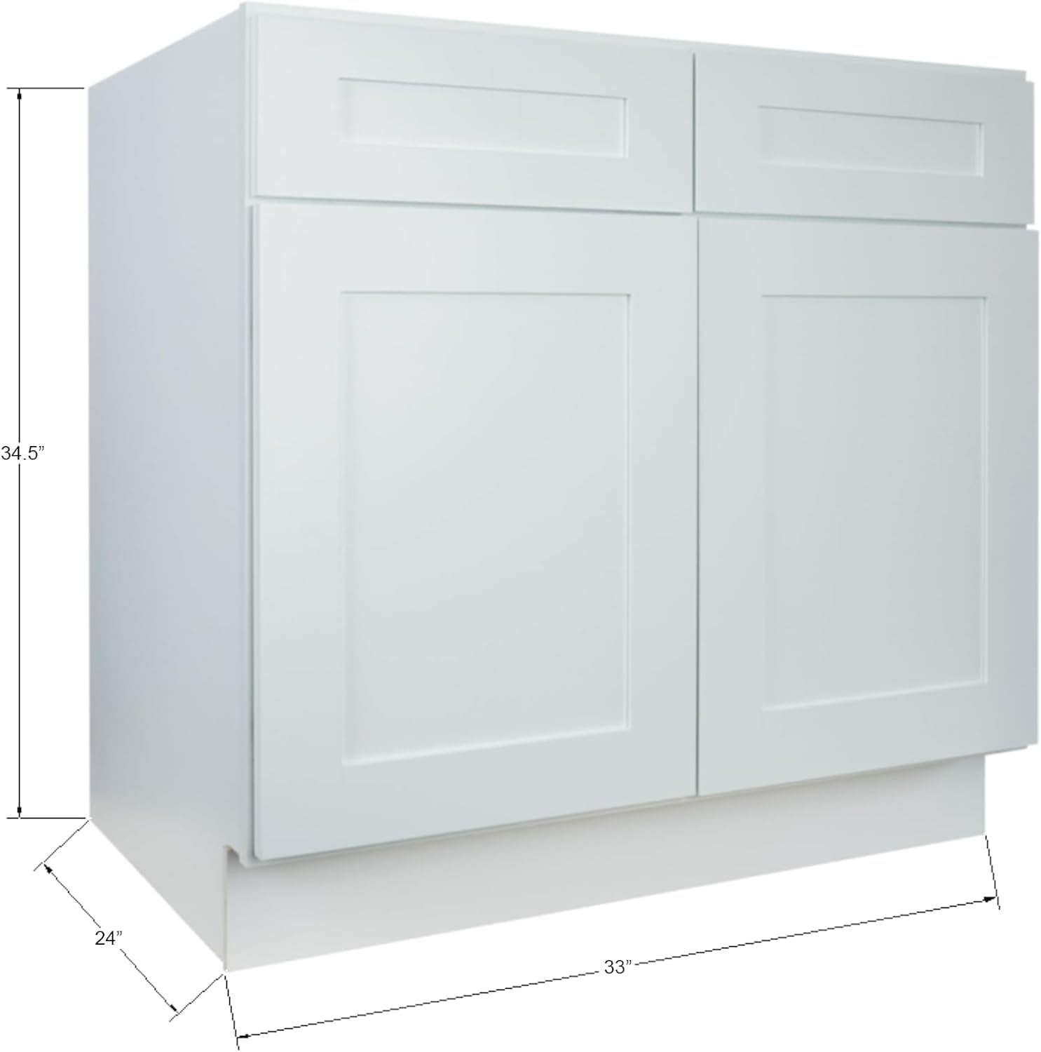 Hollywood Fabiani Design Base Kitchen Cabinet - 33 in. W x 24 in. D x 34.5 in. H, Shaker White, Solid Wood Frame, 1/2-Inch Cabinet-Grade Plywood Box, Soft-Close Door, Ready to Assemble