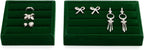 Green Velvet Jewelry Display Tray for Rings 3-Slot Jewelry Ring Organizer Small Tray for Women, Retail Store Showcase