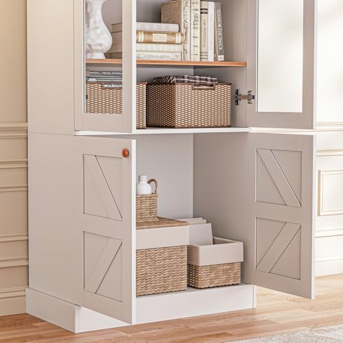 ivaniti 71" Tall Farmhouse Kitchen Pantry, Rustic Large Storage Cabinet ...