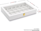 Oirlv Premium Blue Leather 24 Grid Jewelry Tray with Transparent Lid Earrings Rings Organizer Box Stackable Jewelry Box Drawer Inserts Women Gift