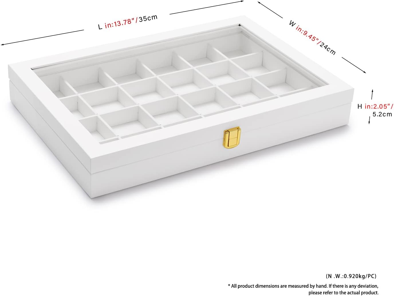 Oirlv Premium Blue Leather 24 Grid Jewelry Tray with Transparent Lid Earrings Rings Organizer Box Stackable Jewelry Box Drawer Inserts Women Gift