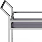 SIMPLIHOME Watts Modern 26 inch Wide Bar Cart in Chrome for the Living room, dining room and kitchen