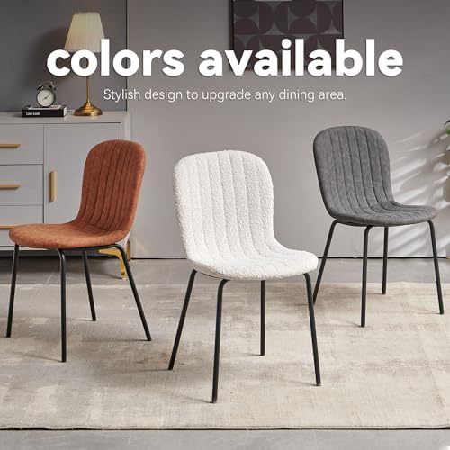 Dining Chair Set of 4, PU Leather Kitchen Chairs, Dark Grey | Black Metal Leg...