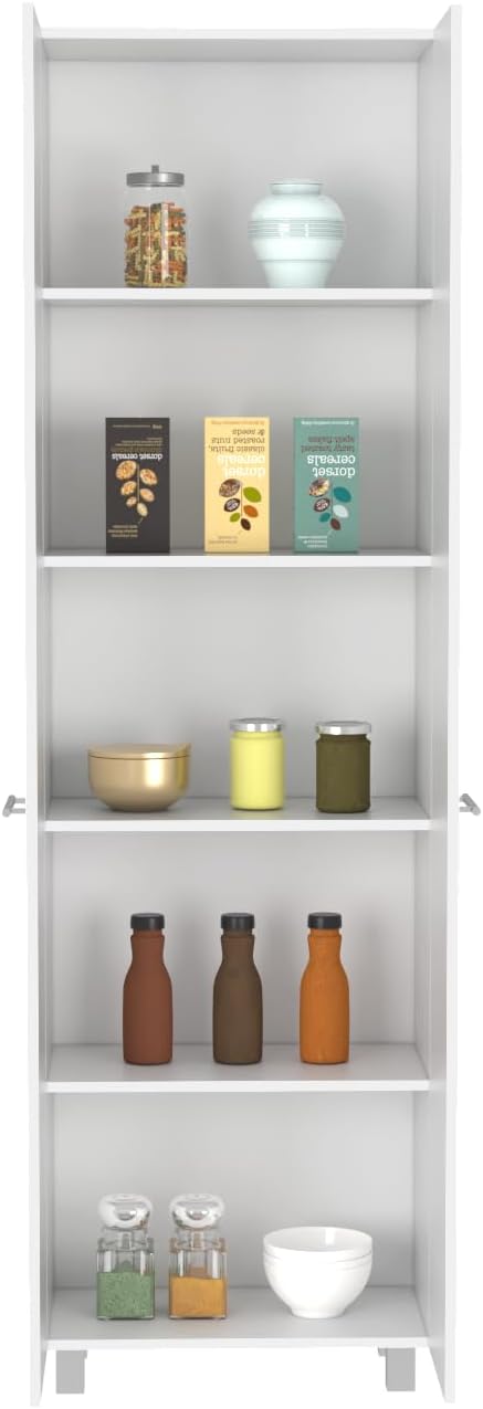 Modern Kitchen Pantry, White Storage Cabinet with 2 Doors, Particle Board, fo...