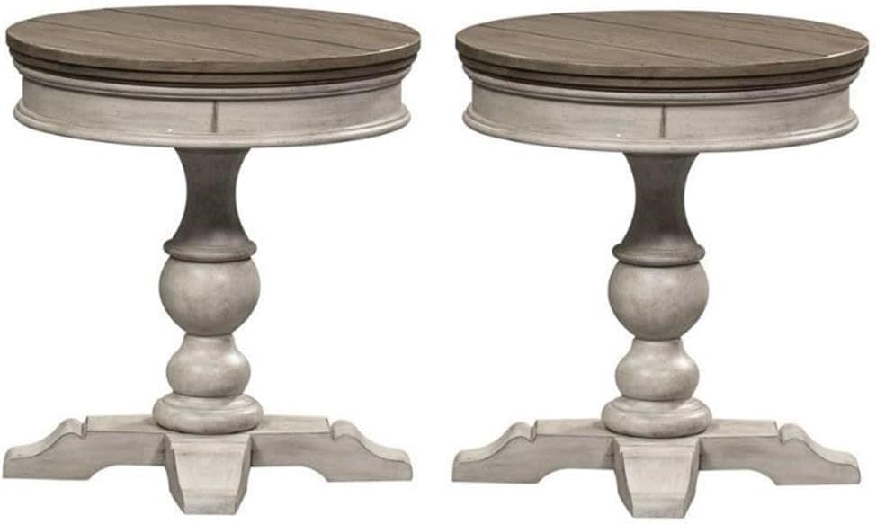 Home Square 2-Piece Furniture Heartland Round Pedestal Chair Side Table Set