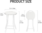 Portable Round Stool, 18 inch, Lightweight, Bar Stool, Sturdy Plastic, Foldable, Steel Frame Legs, Metal Chair, No Assembly Required, White