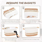 2 Pack Storage Basket for Shelves, Boho Cotton Rope Storage Bins with Heavy Tassel, Shelf Baskets Large Woven Baskets for Organizing, Cube Organizer Bins, Baby Laundry Basket for Clothes, Toys, Pets