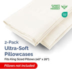King Pillow Cases - 2 Pack - Super Soft Pillowcase Covers - Envelope Enclosure - Hotel Quality Pillow Protectors - Wrinkle Free, Shrink and Stain Resistant - Machine Washable - 20" x 40" (Off White)