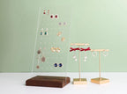 GemeShou walnut earring display for selling jewelry, wooden earring holder for studs display, small jewelry studs display board for show【Wood stand with acrylic board-Walnut】