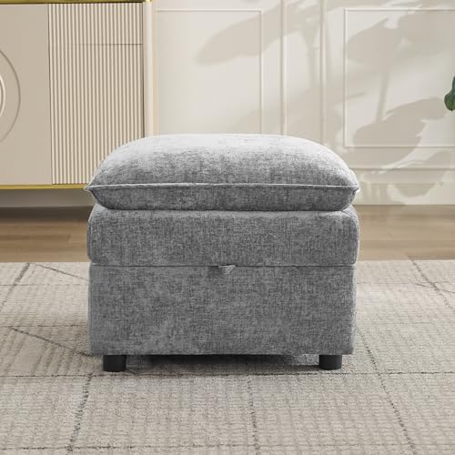 27" Large Square Ottoman with Storage, Modern Upholstered Footrest with ...