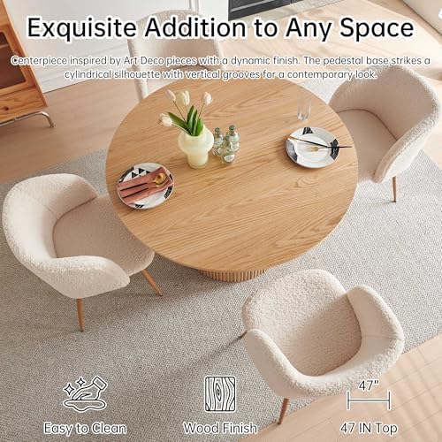 NORDICANA 5-Piece Wooden Round Dining Room Table and Chair Set, 47-Inch Kitch...