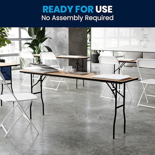 Flash Furniture 6 ft Wood Folding Clear Coat Rectangular Table, Clear